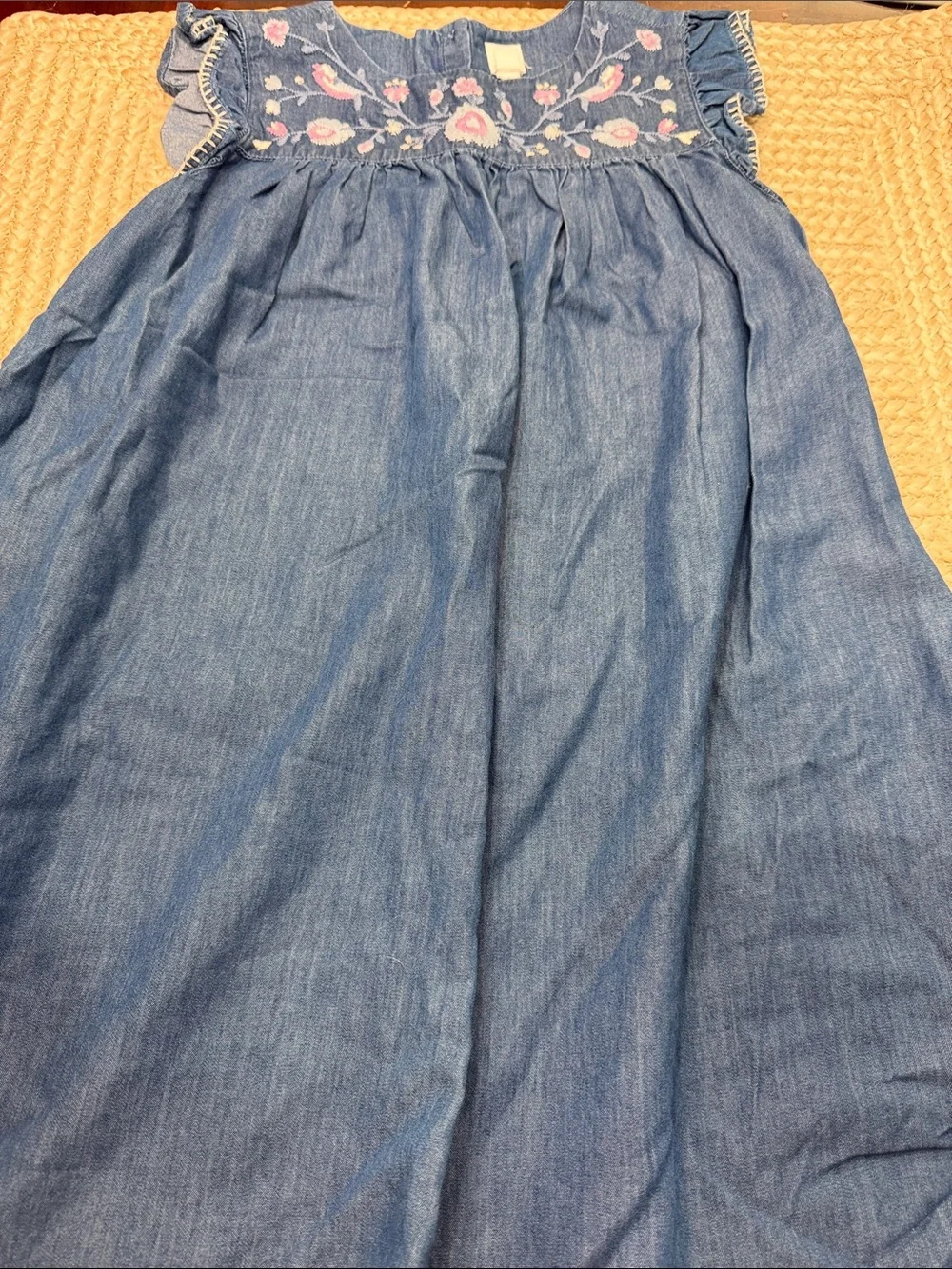 Gap Blue Embroidered Chambray Dress